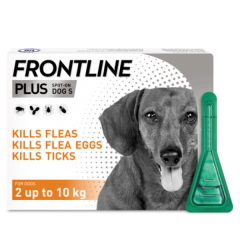 香港行貨！Frontline Plus 殺蚤除牛蜱藥水 (10kg 以下犬隻適用) 1盒3支
